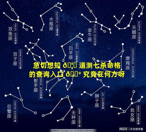 急切想知 🦅 道测七杀命格的查询入口 💮 究竟在何方呀